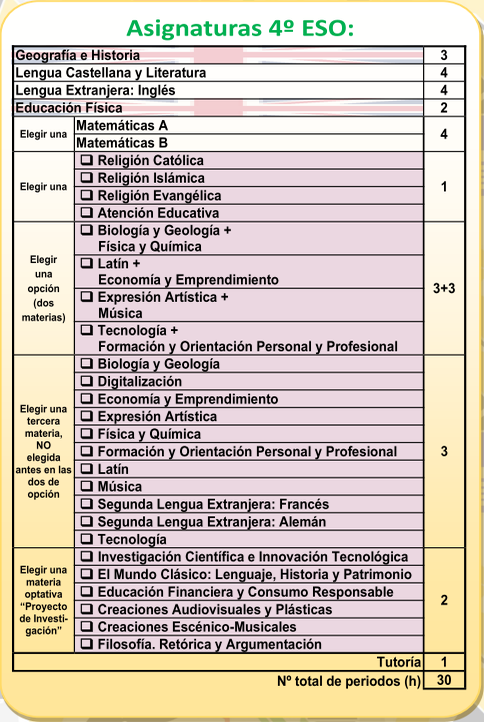 Asignaturas 4º ESO